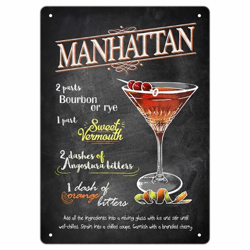 Vintage Bloody Mary Poster Tin Sign Retro Whiskey Sour Cocktail Metal Plaque Tiki Bar Pub Kitchen Home Decor