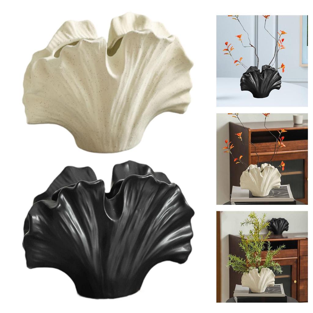 Ceramic Flower Vase Birthday Gifts Ginkgo Leaf Vase for Shelf Mantel Office