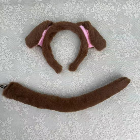 2/3/4 шт./компл., набор из собачьих ушей и колец для волос для взрослых и детей, плюшевый хлопковый наполнитель, нос, хвост, галстук-бабочка для косплея, рождественский подарок на вечеринку в честь Хэллоуина