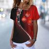 Christmas Theme 3d Print T Shirts For Women Short Sleeve Tees Summer Fashion Ladies Y2k Clothing V-Neck Oversized Pullover Tee