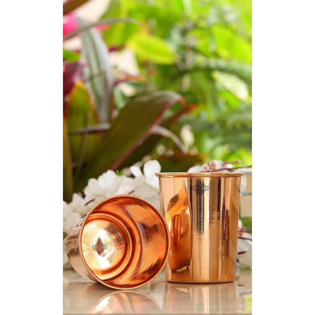 Glass - 275 ML Tumbler, Copper Drinkware & Serveware, Ideal for Water Drinking, Perfect Gifting Option for Festivals and Special Occasions, Set of 2