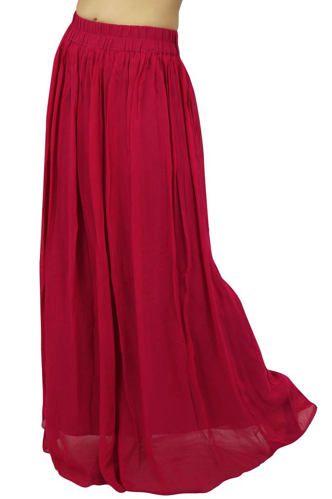 Bimba Женская летняя юбка-клеш из пурпурного жоржета с эластичной талией - L