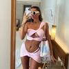 Сексуальный купальник-бикини на одно плечо, комплект из 3 предметов, женский однотонный раздельный купальник, пляжный новый летний купальный костюм