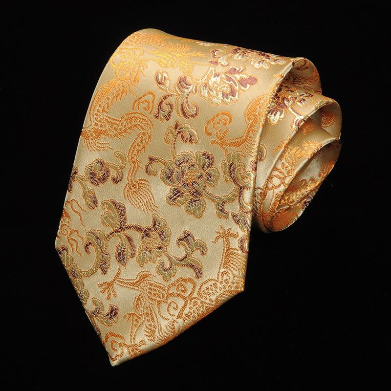 Tie Men'S Dress Chinese Wind Dragon Pattern 9Cm Retro Red Black Blue Ethnic Wind Chinese Dragon Calligraphy Pattern