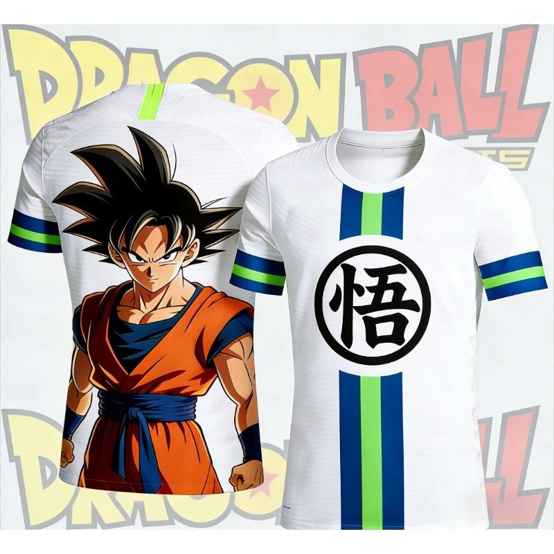 Летняя футболка 2026 года с 3D-принтом Son Goku из Dragon Ball, быстросохнущая, впитывающая пот, больших размеров, мужская, спортивно-повседневная, с коротким рукавом