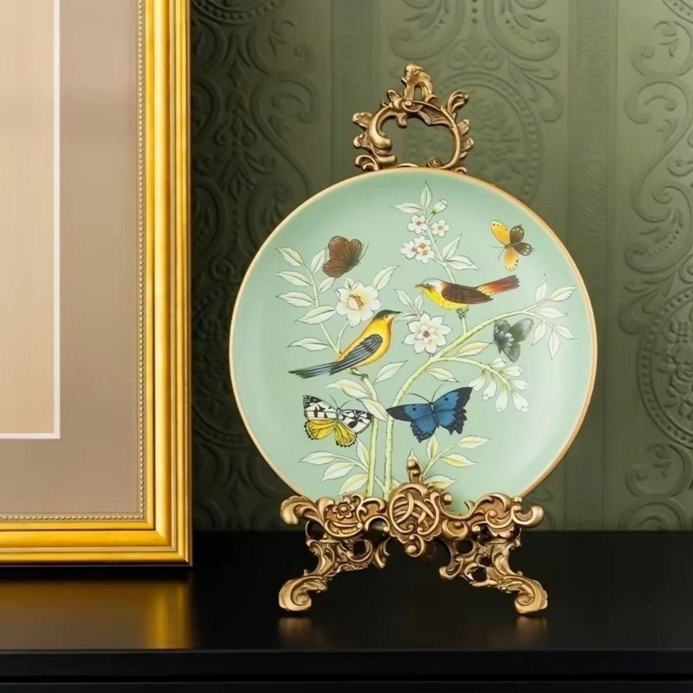 Creative Plate Display Stand Gold Art Photo Frame Holder Display Storage Rack Cabinet Display