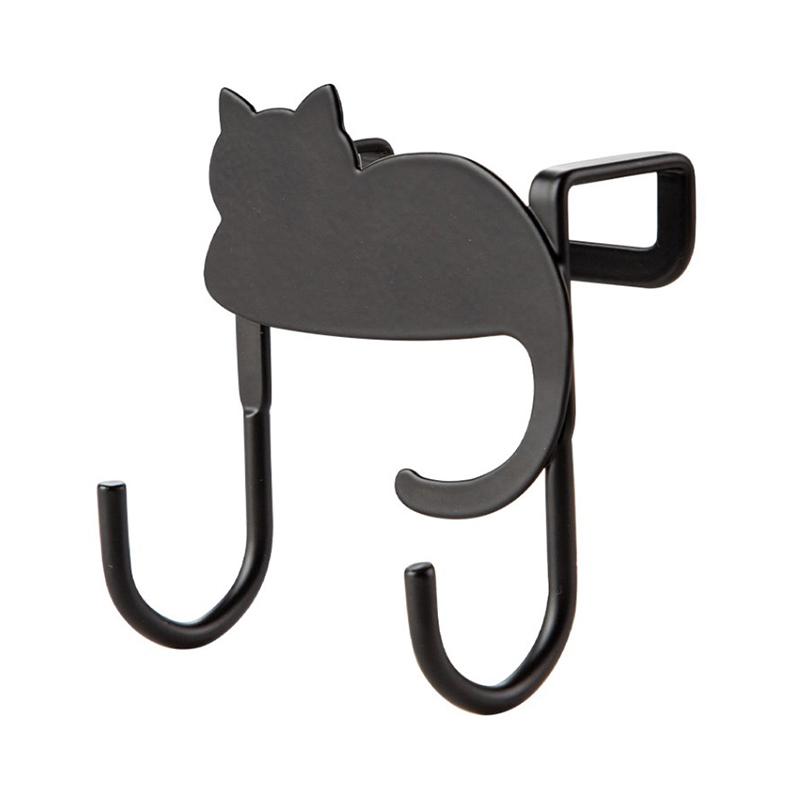 Дверной крючок для вешалки из кованого железа, окрашенный распылителем, вешалка для шкафа, милый кот, дверь без дырокола