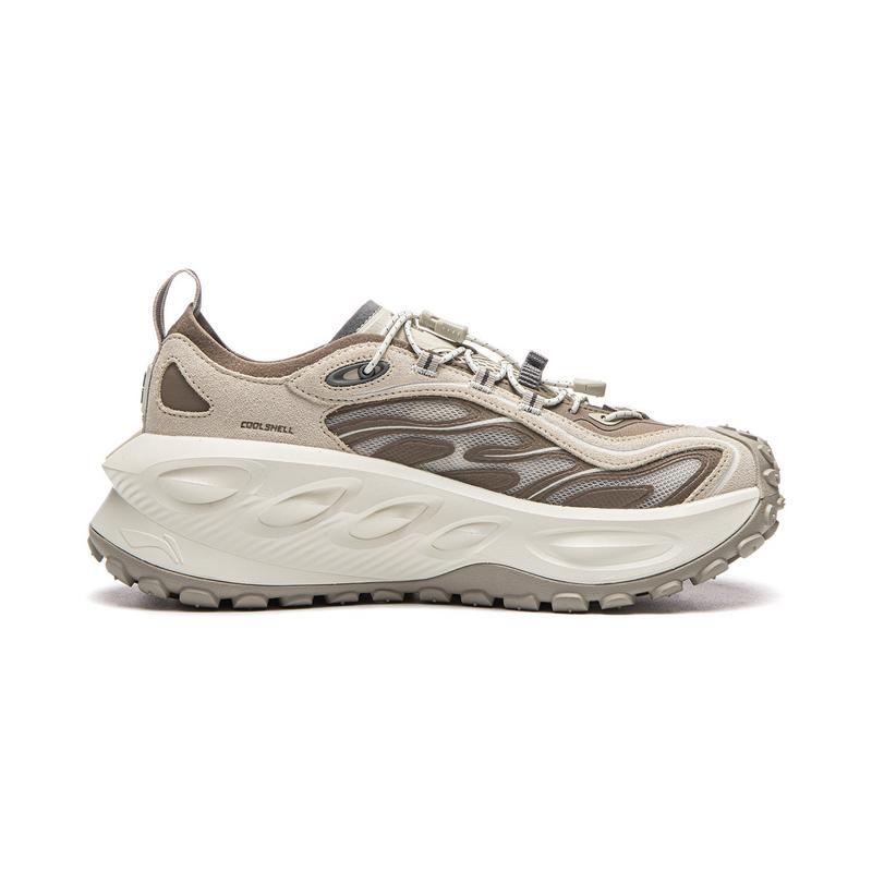 Женские низкие беговые кроссовки Li Ning Ranger Овсяно-серый/Оленевый коричневый AZGW312-4
