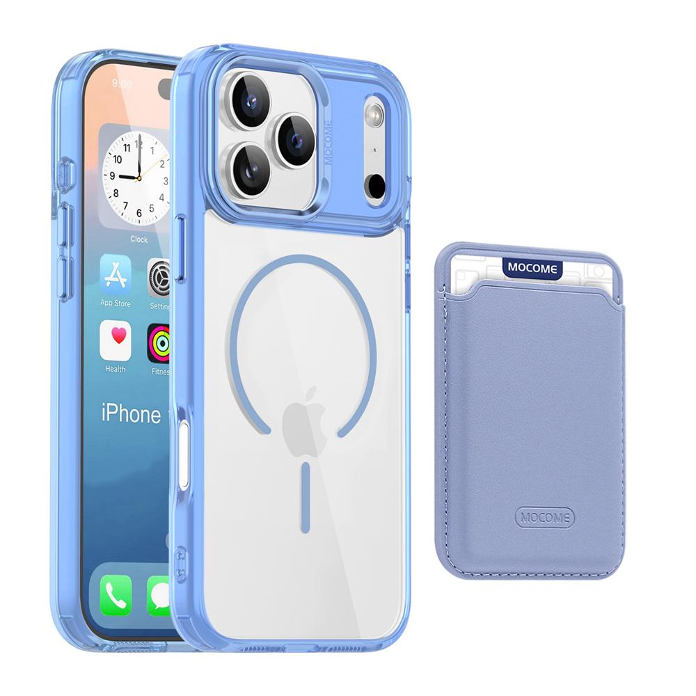 KEYSION Магнитный PU держатель для карт Сумка Чехол для телефона для MagSafe для iPhone 17 Pro Max 17 Air Прозрачная ТПУ+ПК Противоударная задняя крышка