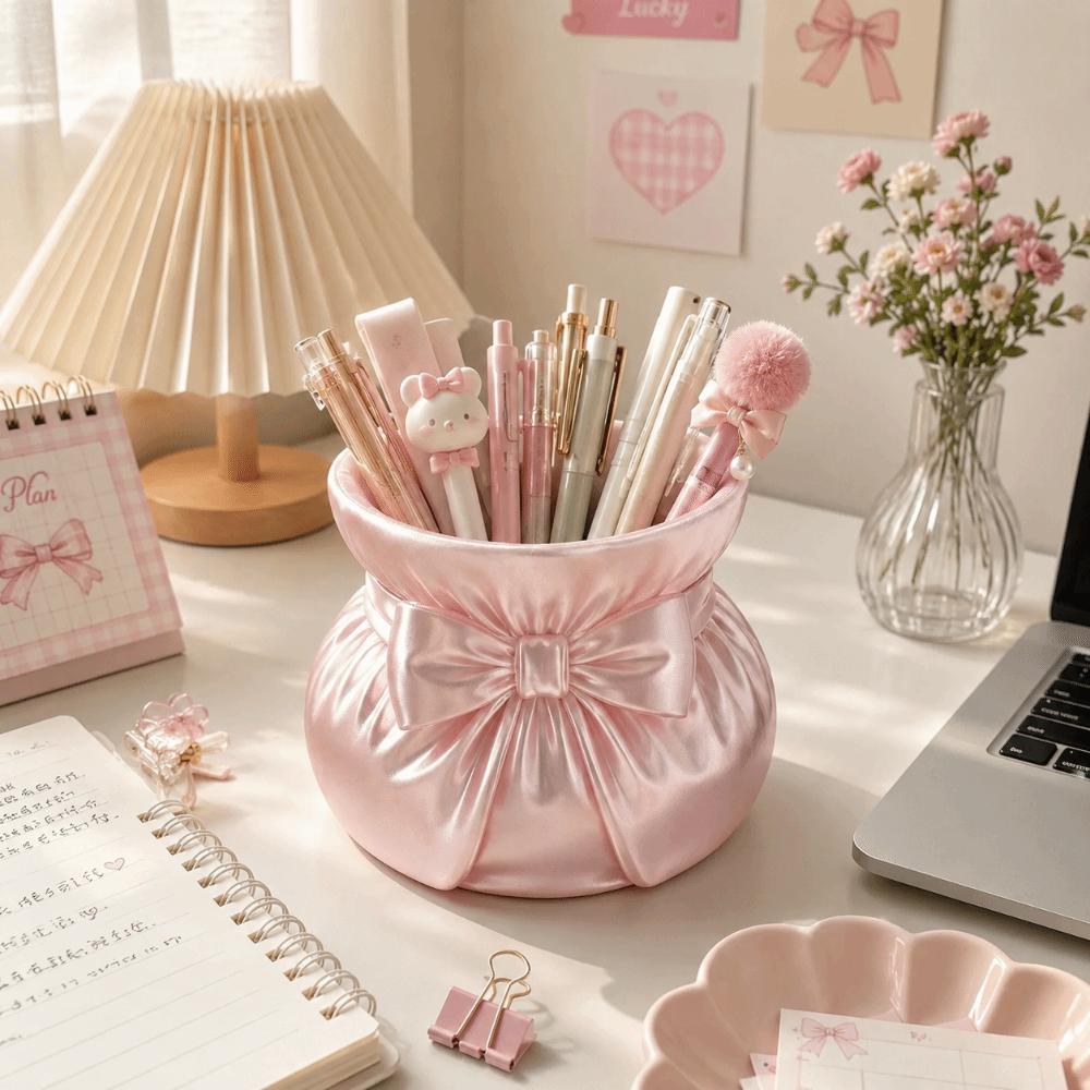 Creative Bow Pen Holder 3D Printed Makeup Brush Storage Case Desktop Organizer  Vanity Organizer