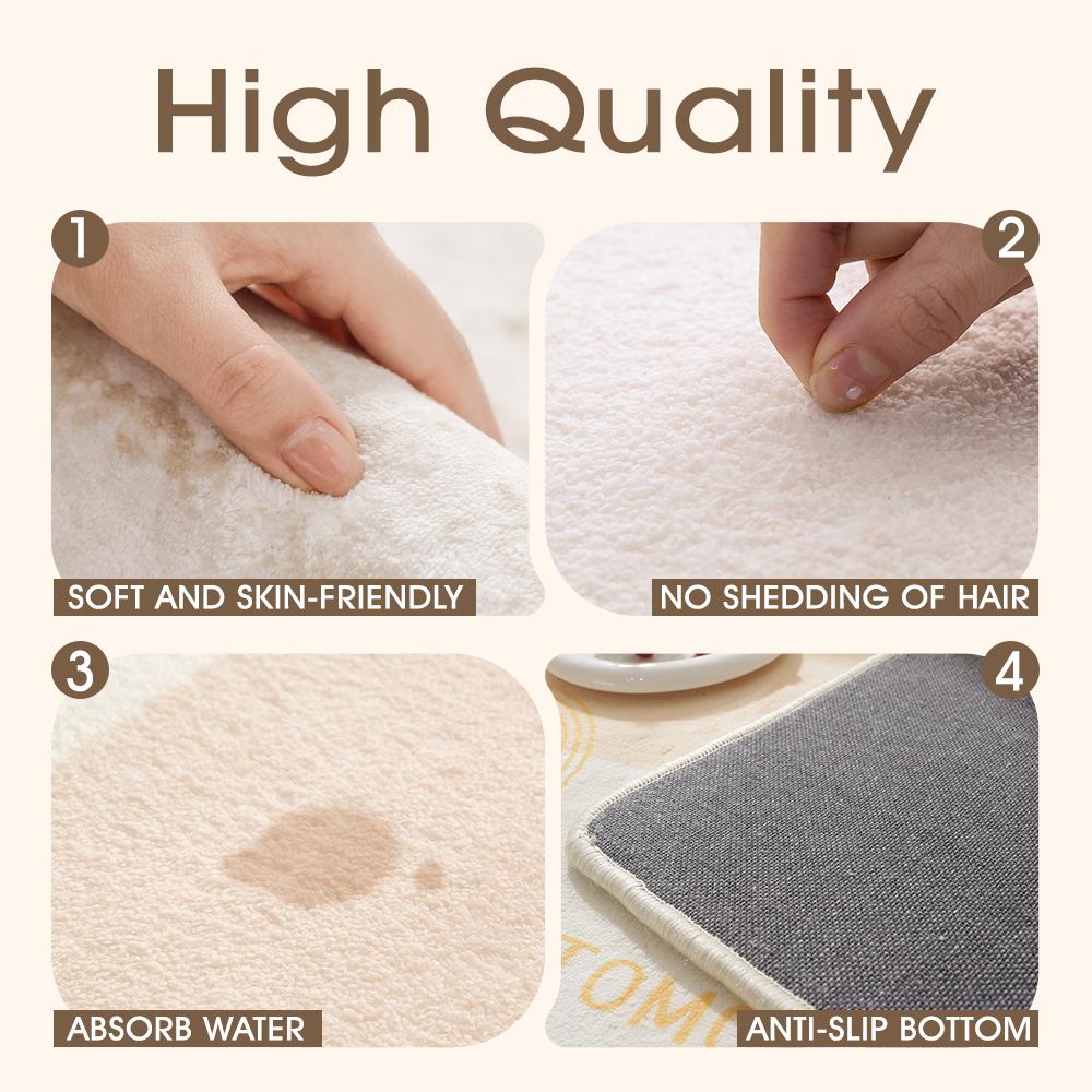 Retro Striped Cream Style Bathroom Mat Faux Cashmere Soft Shower Rug Non-Slip Solid Color Toilet Foot Pad Floor Carpet