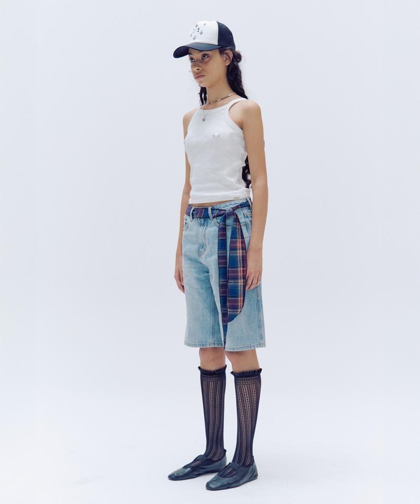 TRIPSHOP Scarf Denim Shorts