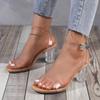 Fashion Women PVC Jelly Crystal Chunky Heel Transparent Sandals Fashion Sexy Summer High Heels Sandalias Female Pumps Zapatillas Mujer