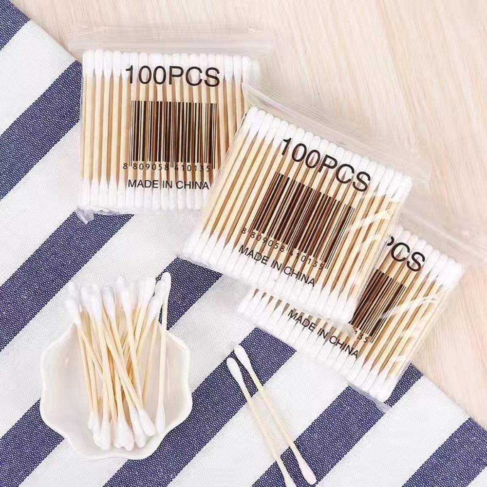 100/300/500/1000pcs Double Head Cotton Swab Women Makeup Cotton Buds Tip for Wood Sticks Nose Ears Cleaning Health Care Tools
