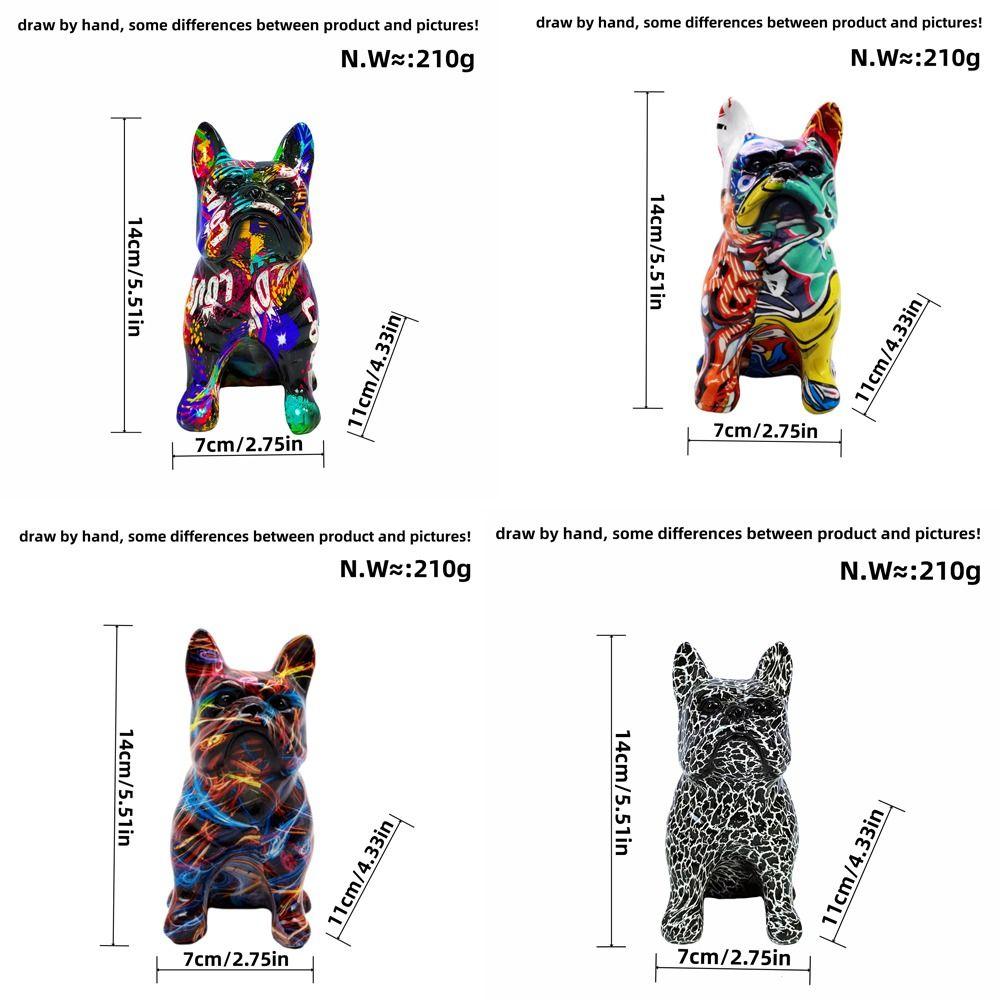 Kawaii Graffiti French Bulldog Statue Cartoon Colorful Dog Statue  Home