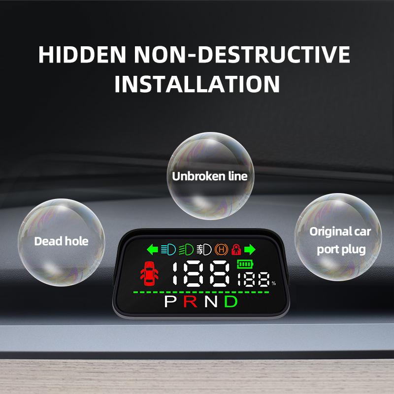 Linkstyle Автомобильный проекционный дисплей, МИ/Ч, GPS-спидометр с сигнализацией превышения скорости и настраиваемой светодиодной подсветкой салона HUD-дисплей для всех автомобилей
