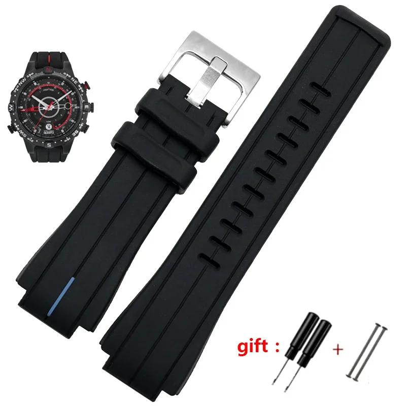 Силиконовый резиновый ремешок для часов timex T2N720 T2N721 TW2T76300, браслет, водонепроницаемый ремешок, выпуклый интерфейс, 16 мм