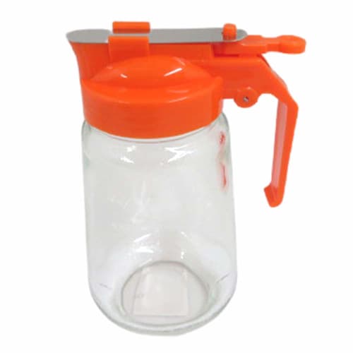 Yoshinuma Glass Yakiniku Sauce Container, 350cc, Orange, Body: Soda Glass, Lid: Polypropylene, Japan, PYK292