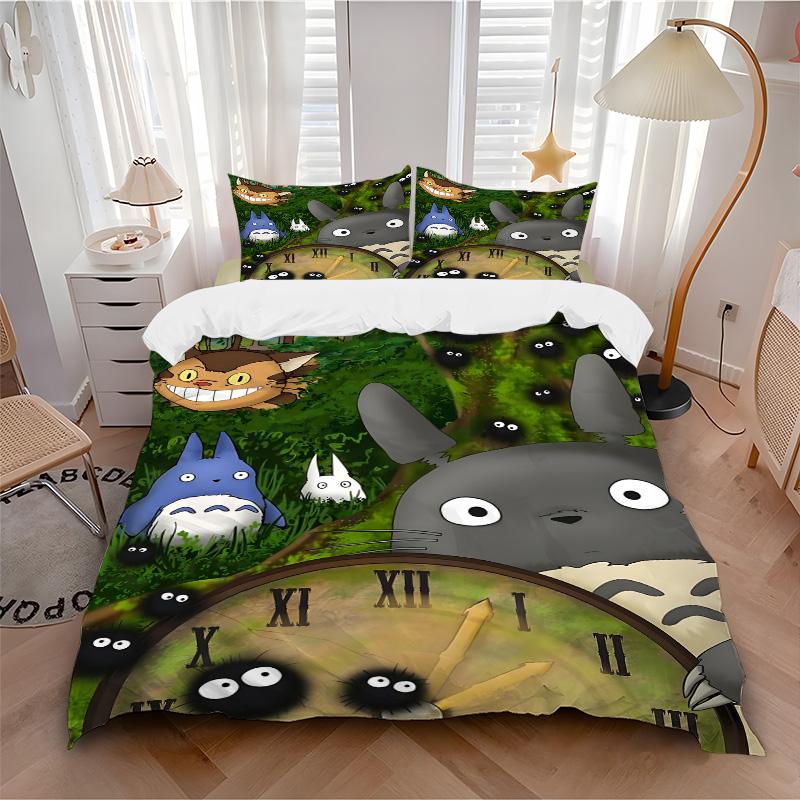 Neighbor Totoro Forest Print 3Pcs Bedding Setduvet Cover With 2 Bedropillowcase Home Birthday Gift