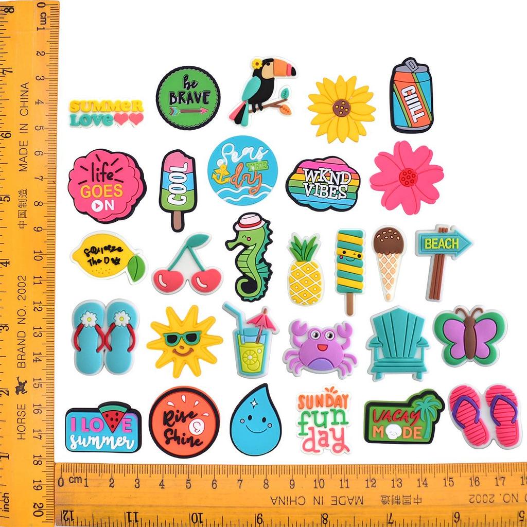 30Pcs Summer Sunshine Style Series PVC Shoe Charms for Shoe Decorations Shoe Accessories