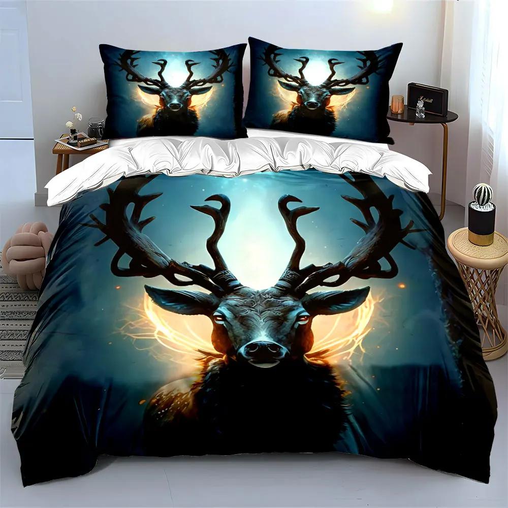 Magical Deer Decor Set Soft Comfortable Duvet Cover Bedding Set Included 1*Duvet Cover & 2*Pillowcases gift
