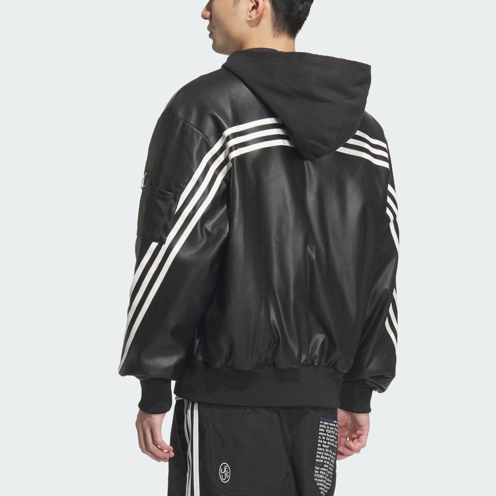 Adidas Оригинальная куртка FW24 PU серии Fashion Logo из искусственной кожи, спортивная куртка для мужчин, черные куртки JL7556