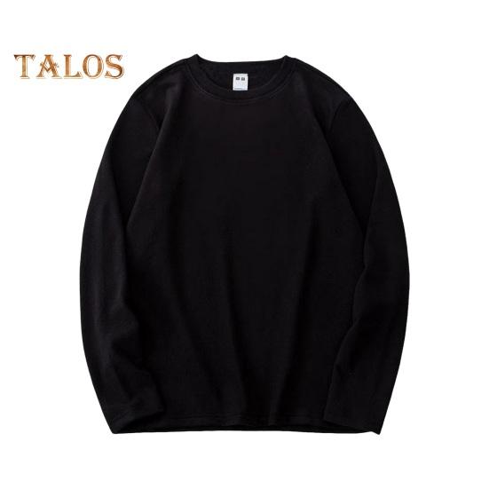 Осенне-весенний мужской облегающий топ с круглым вырезом, толстый эластичный свитер с длинными рукавами, однотонный, большого размера, средней длины, для фитнеса, повседневная одежда, рубашка