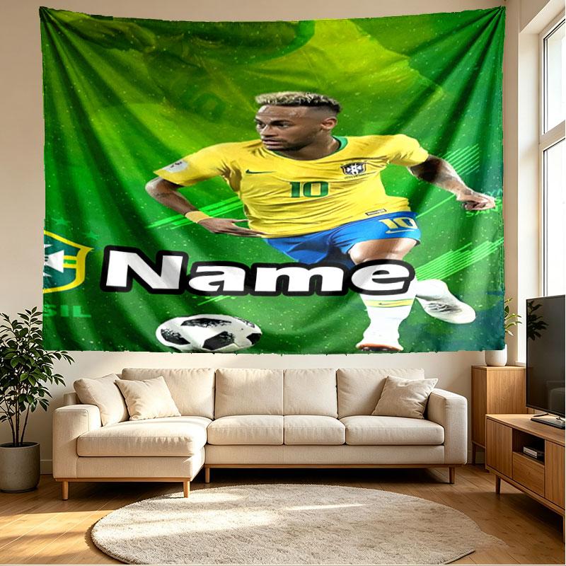 Custom Name Personalized Neymar Jr Print Tapestry, Wall Art Decor, Bedroom, Dorm, Apartment, LivingRoom, Party Backdrop, Gift for Birthday