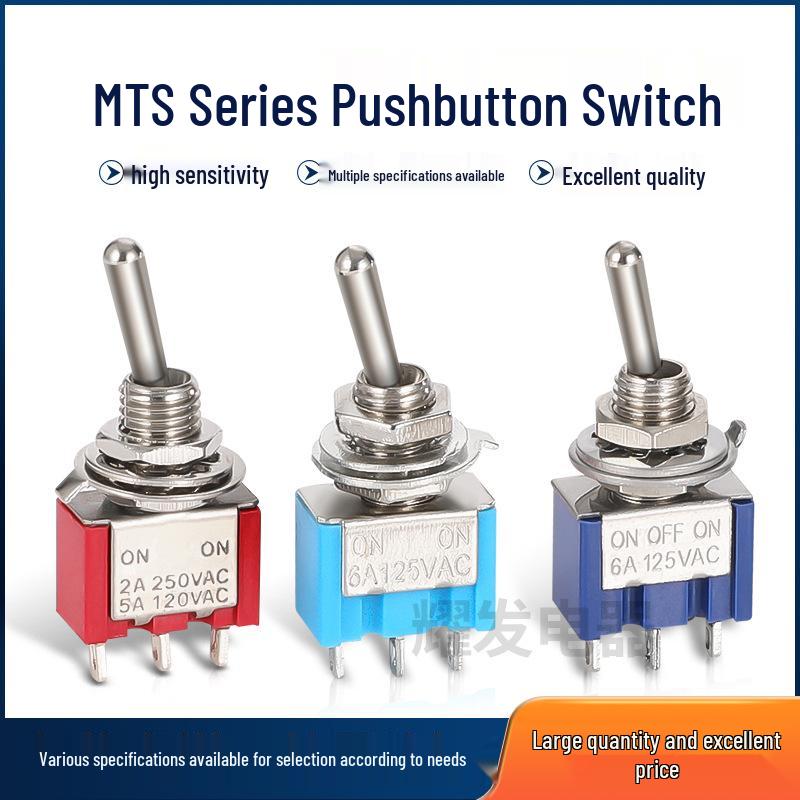 3-Pin 2-Position Rocker Head-Shaking Toggle Switch MTS-102 (M6 Installation)