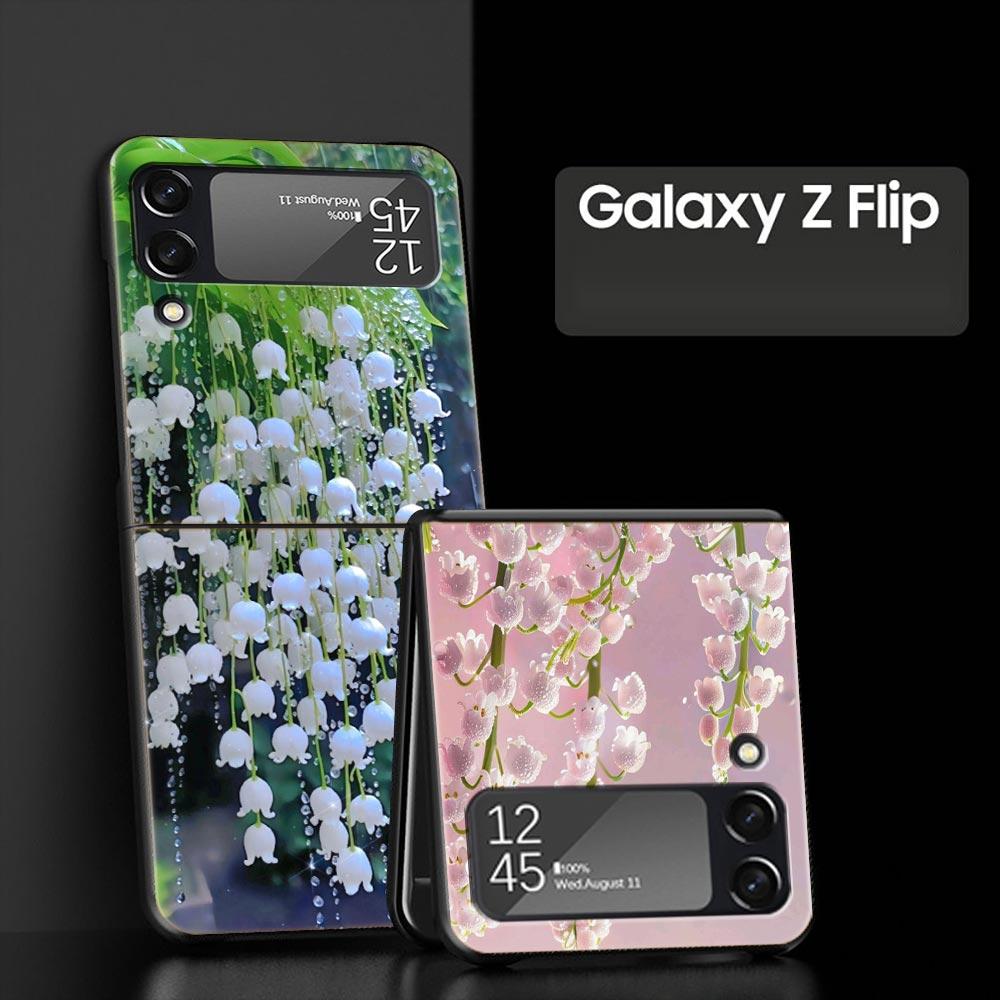 Прозрачный жесткий чехол для телефона с рисунком Ландыш для Samsung Galaxy Z Flip 7 6 5 4 Черная крышка для Galaxy Z Flip 3 Складной