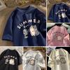 Women Spring Summer T-shirt O-Neck Short Sleeve Cartoon Cat Pattern Tee Shirt Loose Fit Leisure Party Pullover Tops