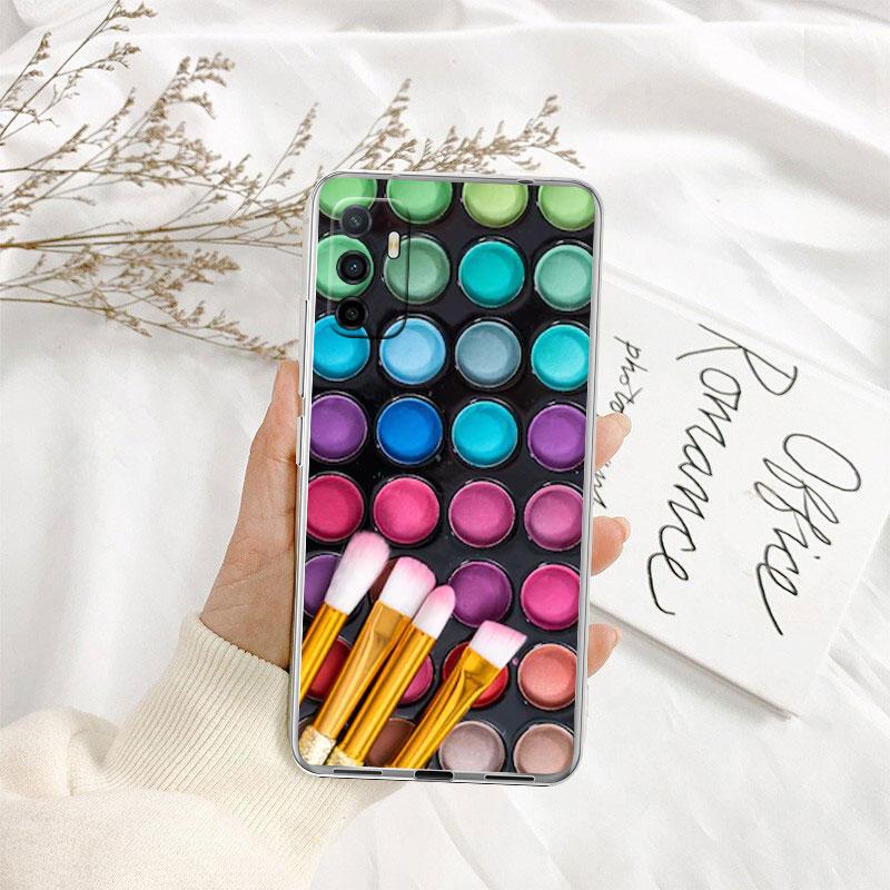 Cosmetics Eyeshadow Palettes Transparent Phone Case for Samsung Galaxy A04 A04S A14 A23 A34 A54 M23 M33 M52 M53