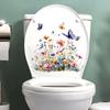 Flower Wall Stickers, Self-adhesive Butterfly Toilet Sticker Peel And Stick, Floral Leaf Decor Art DIY Wall Decals Wallpaper Supplies For Refrigerator
