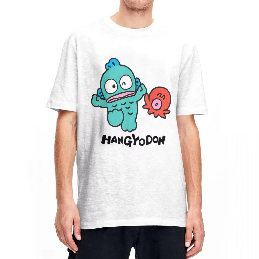 Футболка Hangyodon Мужская Женская Смешные Футболки из Чистого Хлопка Футболки с Круглым Вырезом и Коротким Рукавом Одежда для Вечеринок