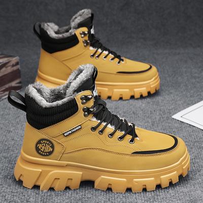 Мужские зимние ботинки, короткие плюшевые на шнуровке, на платформе, непромокаемые, теплые хлопковые ботинки для мужчин, повседневные кроссовки, Botas Para Hombre