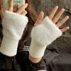 Winter Fur Mittens For Women Warm Gloves Cute Plush Glove Fingerless Thicken Warm Mitten Work Gloves Half Finger