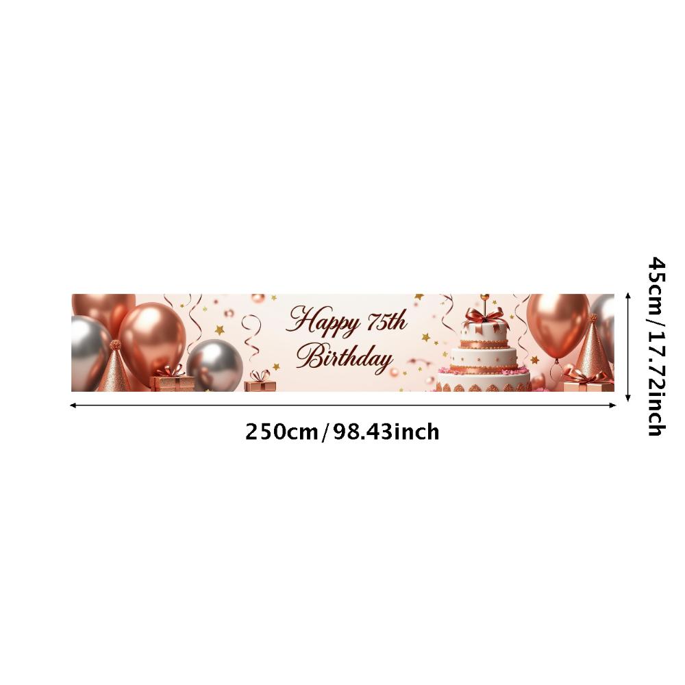 Happy Birthday 75th Banner Red Balloon Birthday Party Decoration Photography Background Props Birthday Cake Backdrop Supplies