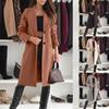 Women's Solid Color Lapel Mid-length Long-sleeved Single-breasted Woolen Coat