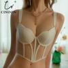 Женское прозрачное нижнее белье пуш-ап, новый сексуальный формирующий бюстгальтер, тонкое красивое нижнее белье сзади, женский марлевый бюстгальтер без косточек