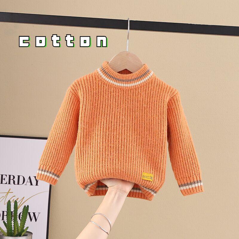 Детский повседневный свитер, осенне-зимний вязаный свитер для мальчиков и девочек
