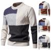 Men's Sweater Autumn and Winter American Trendy Brand Color Matching Crew Neck Knitted Sweater Men's Sweater Bottoming Shirt