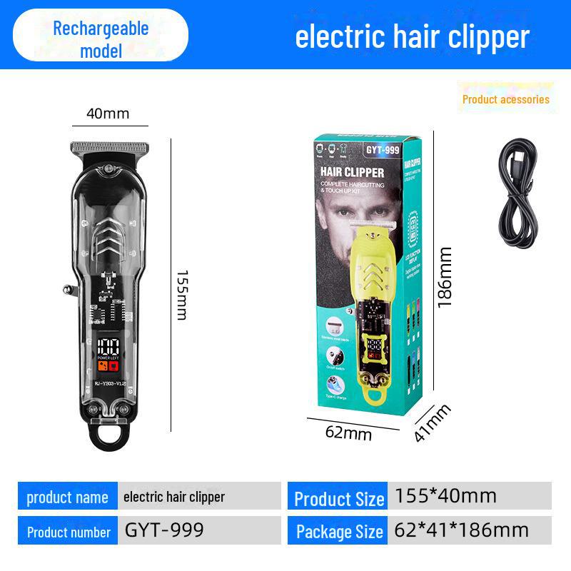 Rechargeable Electric Hair Clippers with LCD Display for Men's Shaving