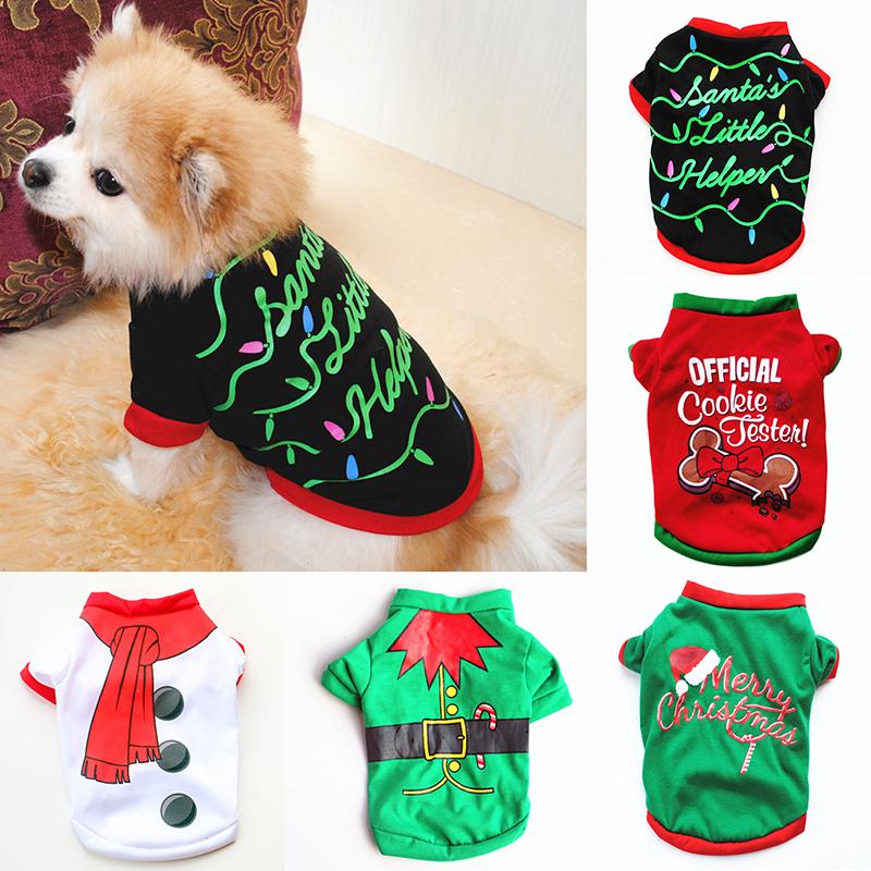 Christmas Pet Clothing Cotton Dog Clothes For Small Medium Dogs Vest Shirt New Year