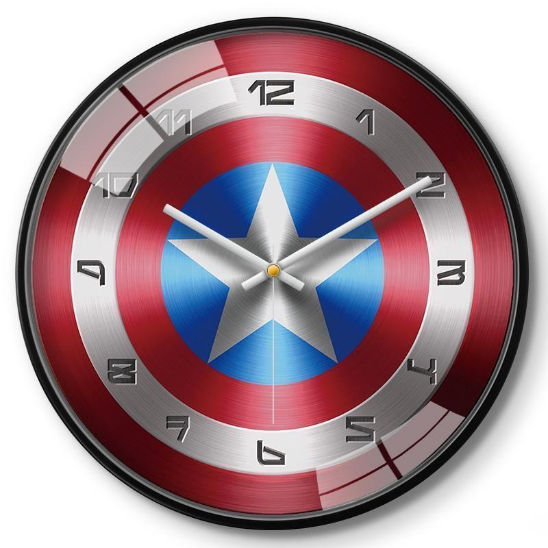 Marvel Captain America Iron Man Spider Man Pattern Wall Clock For Kids Room Decor