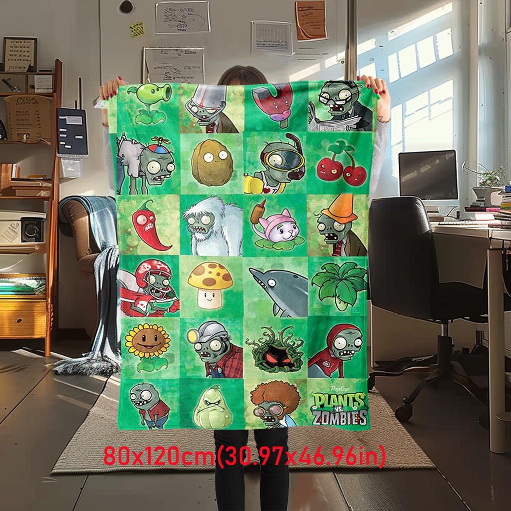 Plants Vs Zombies Plush Blanket Soft Comfortable All Seasons Suitable Sofa Office Nap Travel Festive Gift