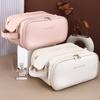 High-Value PU Triple-Layer Travel Cosmetic Bag with Double Zipper