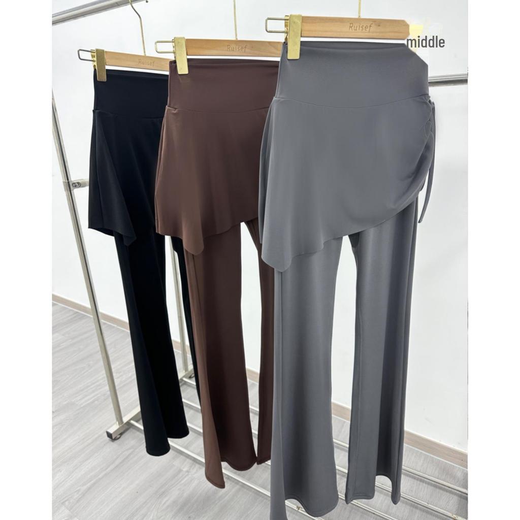 Женские расклешенные штаны для йоги с высокой талией и завязками по бокам