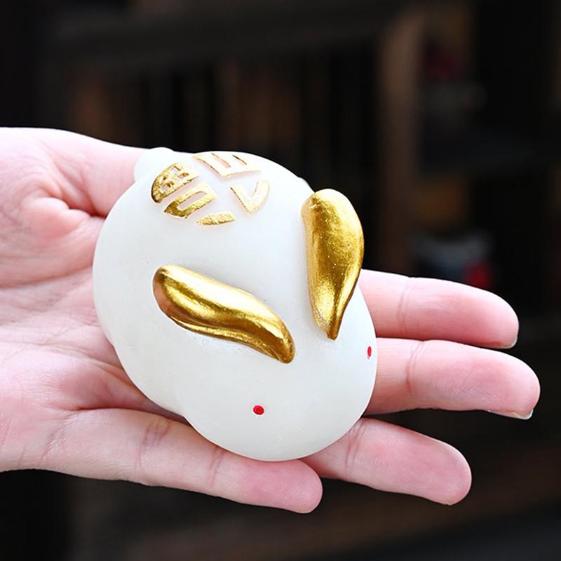 Чайный питомец, меняющий цвет, Белый кролик, Золотой кролик, Аксессуары для чайного столика, Меняет цвет при нагревании, Декоративные фигурки