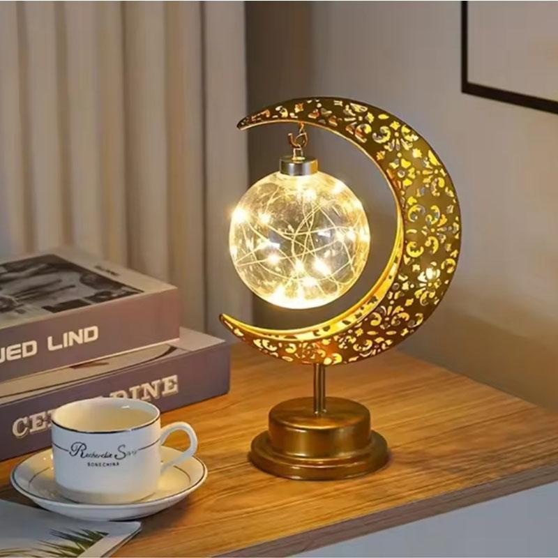 Metal Iron Art Star Moon Bedroom LED Night Lights Muslim Ramadan Night Light For Bedroom Festival Eid Home Decoration Light