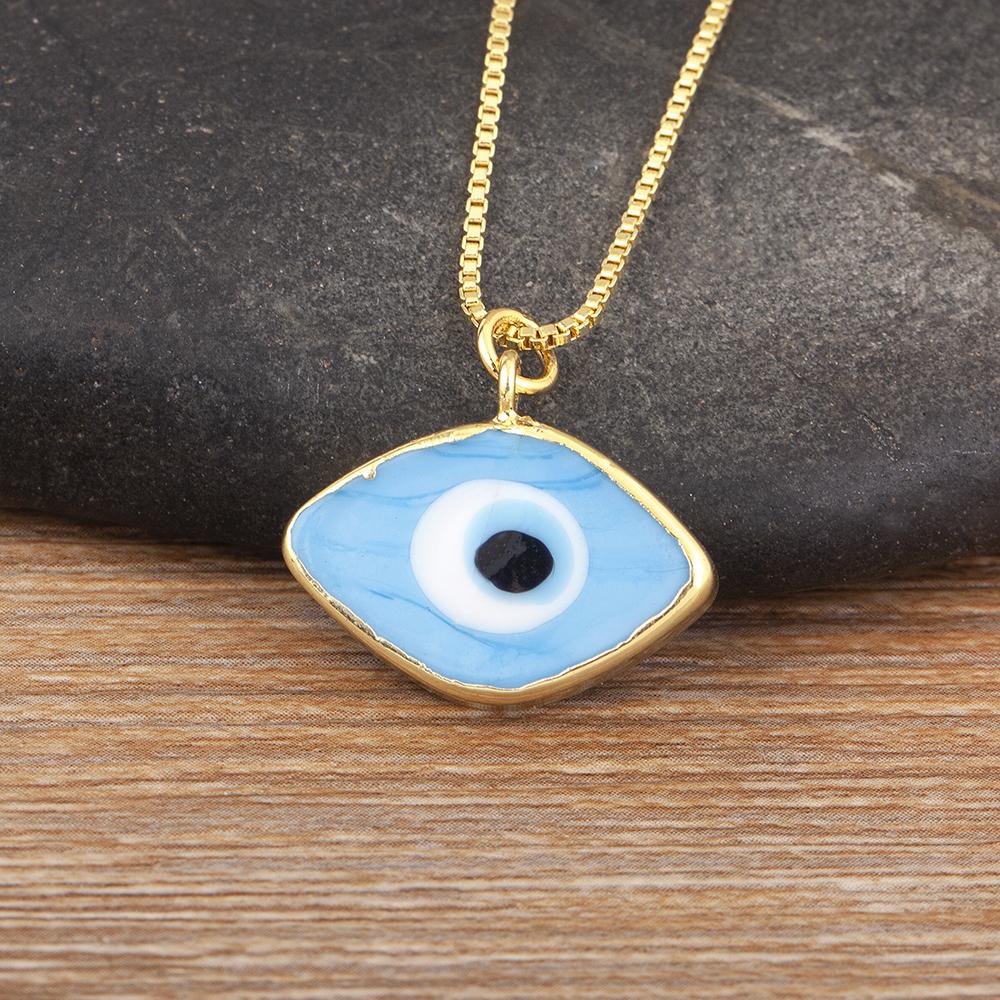 Nidin Trendy Turkish Evil Eye Pendant Necklace For Women Clavicle Chain Zirconia Amulet Protection Jewelry Charm Daily Wear Gift